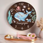 Παιδικό Ρολόι Τοίχου με Premium Λαμπάδα και Σχέδιο Φαλαινίτσα