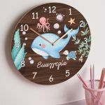 Παιδικό Ρολόι Τοίχου με Premium Λαμπάδα και Σχέδιο Φαλαινίτσα