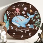 Παιδικό Ρολόι Τοίχου με Premium Λαμπάδα και Σχέδιο Φαλαινίτσα