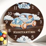 Παιδικό Ρολόι Τοίχου με Premium Λαμπάδα και Σχέδιο Αυτοκινητάκι