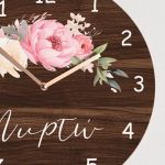 Παιδικό Ρολόι Τοίχου με Premium Λαμπάδα και Σχέδιο Ροζ Λουλούδια