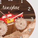 Παιδικό Ρολόι Τοίχου με Premium Λαμπάδα και Σχέδιο Monster Truck