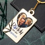 Μπρελόκ Κλειδιών Golden Mirror με Φωτογραφία Dad Heart