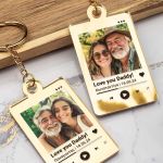 Σετ 2 Μπρελόκ Κλειδιών Golden Mirror με Φωτογραφία για Πατέρα