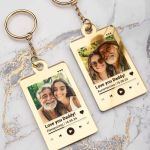 Σετ 2 Μπρελόκ Κλειδιών Golden Mirror με Φωτογραφία για Πατέρα