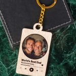 Ξύλινο Μπρελόκ Κλειδιών με Φωτογραφία για Πατέρα, Dad Music