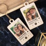 Σετ 2 Ξύλινων Μπρελόκ Κλειδιών με Φωτογραφία για Πατέρα