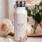 Μπουκάλι Θερμός Ανοξείδωτo με Σχέδιο Pink Flowers