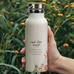 Μπουκάλι Θερμός Ανοξείδωτo με Σχέδιο Pink Flowers