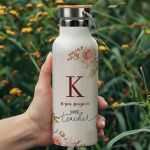 Μπουκάλι Θερμός Ανοξείδωτo με Σχέδιο Pink Flowers