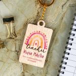 Ξύλινο Μπρελόκ Κλειδιών Προσωποποιημένο, Δώρο για Δασκάλα