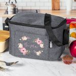 Ισοθερμικό Τσαντάκι Φαγητού Παιδικό με Όνομα, Pink Flowers