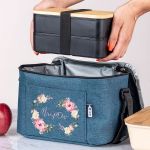 Ισοθερμικό Τσαντάκι Φαγητού Παιδικό με Όνομα, Pink Flowers