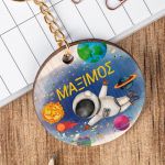 Προσωποποιημένο Μπρελόκ Παιδικό Ξύλινο με Όνομα, Spaceman