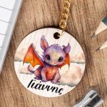 Προσωποποιημένο Μπρελόκ Παιδικό Ξύλινο με Όνομα, Dragon