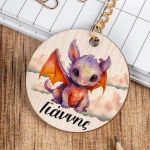 Προσωποποιημένο Μπρελόκ Παιδικό Ξύλινο με Όνομα, Dragon