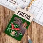 Προσωποποιημένο Μπρελόκ Παιδικό Ξύλινο με Όνομα, Dino