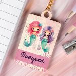 Προσωποποιημένο Μπρελόκ Παιδικό Ξύλινο με Όνομα, Mermaids