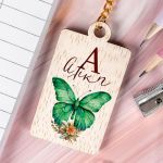 Προσωποποιημένο Μπρελόκ Παιδικό Ξύλινο με Όνομα, Flowers