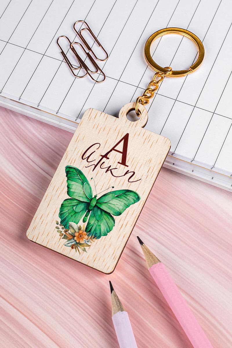 Προσωποποιημένο Μπρελόκ Παιδικό Ξύλινο με Όνομα, Flowers
