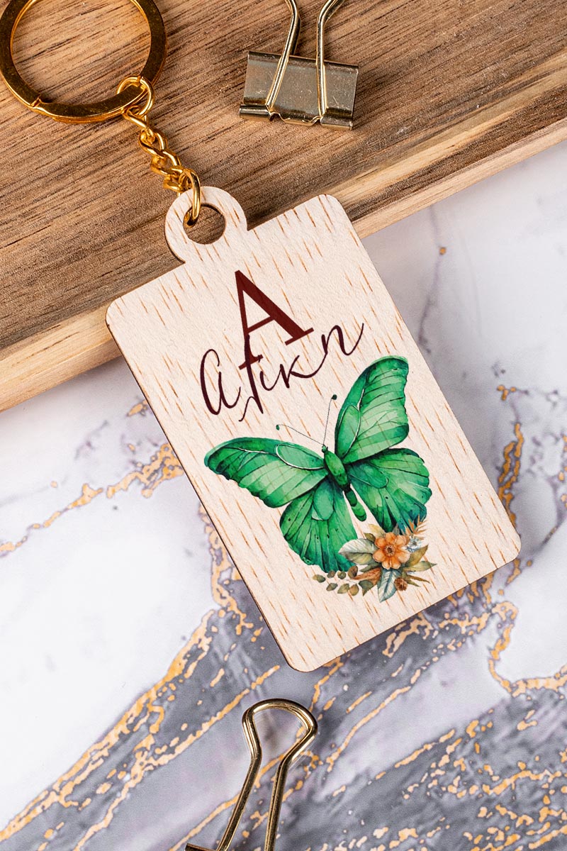 Προσωποποιημένο Μπρελόκ Παιδικό Ξύλινο με Όνομα, Flowers