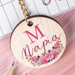 Προσωποποιημένο Μπρελόκ Παιδικό Ξύλινο με Όνομα, Roses