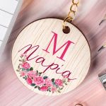 Προσωποποιημένο Μπρελόκ Παιδικό Ξύλινο με Όνομα, Roses