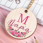Προσωποποιημένο Μπρελόκ Παιδικό Ξύλινο με Όνομα, Roses