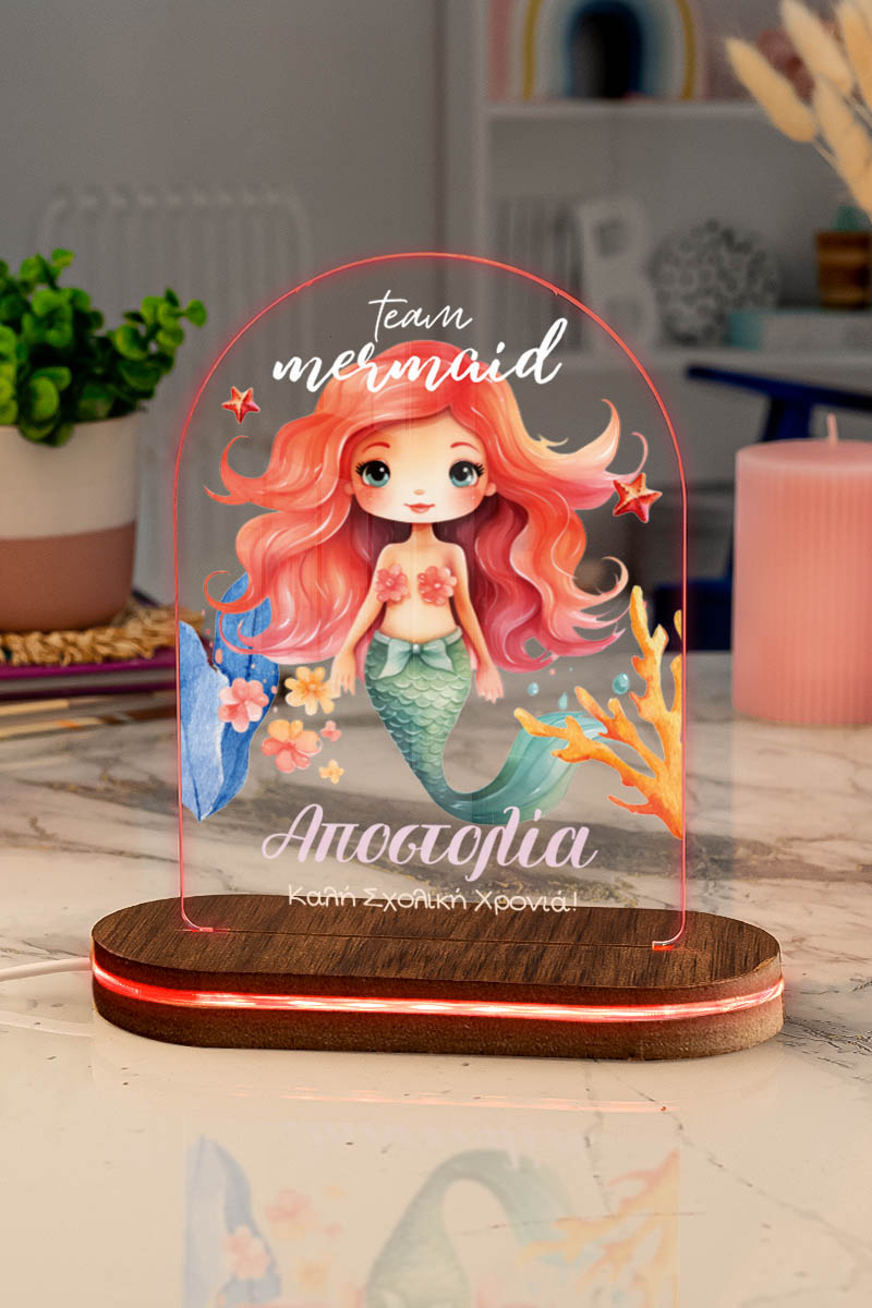 Φωτιστικό για Παιδικό Δωμάτιο με Σχέδιο Γοργόνα Στο Βυθό