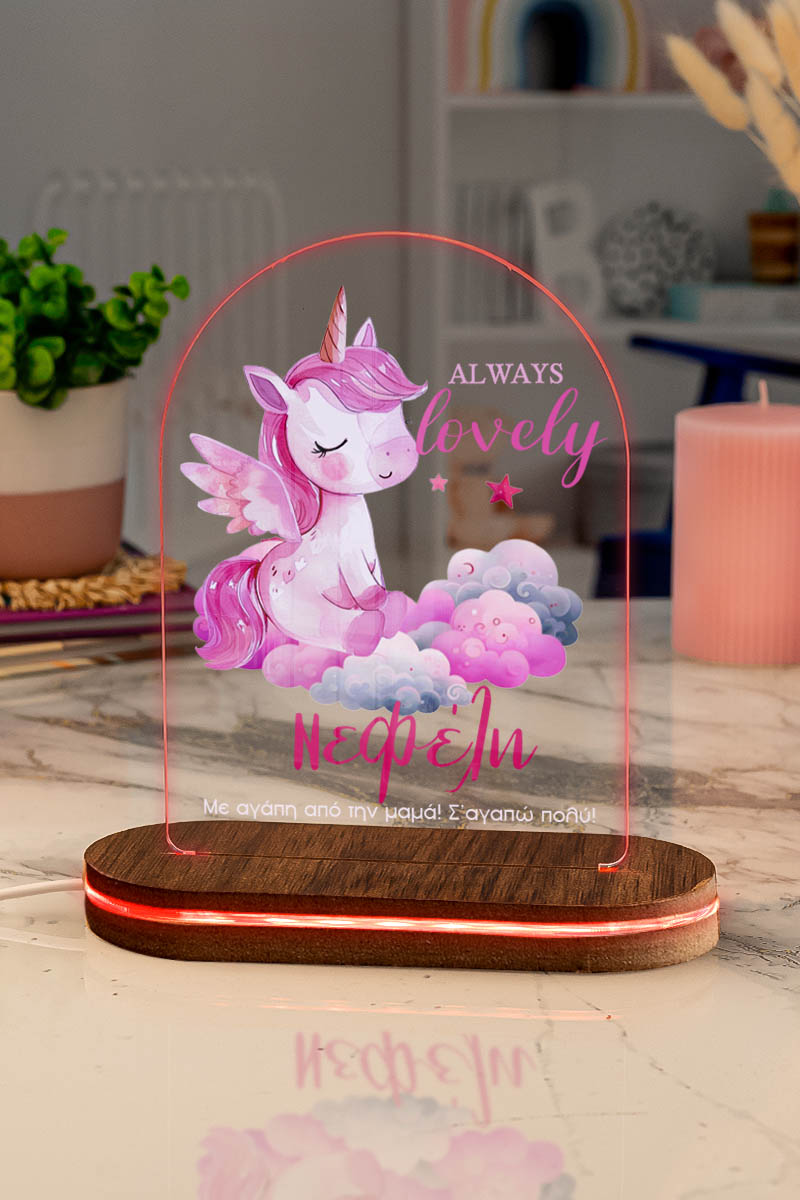 Φωτιστικό για Παιδικό Δωμάτιο με Σχέδιο Μονόκερος Στα Σύννεφα