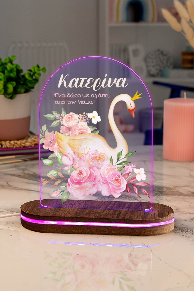 Φωτιστικό για Παιδικό Δωμάτιο με Σχέδιο Κύκνος Και Λουλούδια