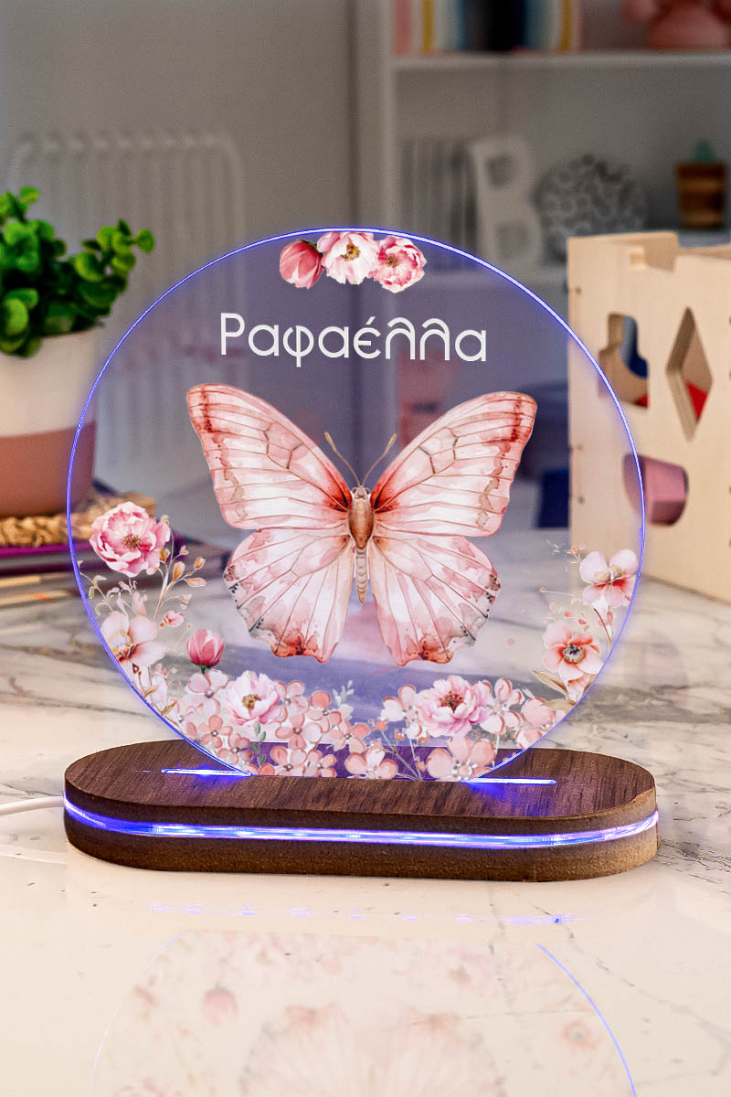 Φωτιστικό για Παιδικό Δωμάτιο με Σχέδιο Πεταλούδα Και Λουλούδια