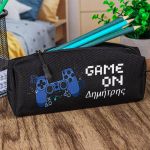 Σχολική Κασετίνα με Όνομα, σε Μαύρο Χρώμα & Σχέδιο Game On