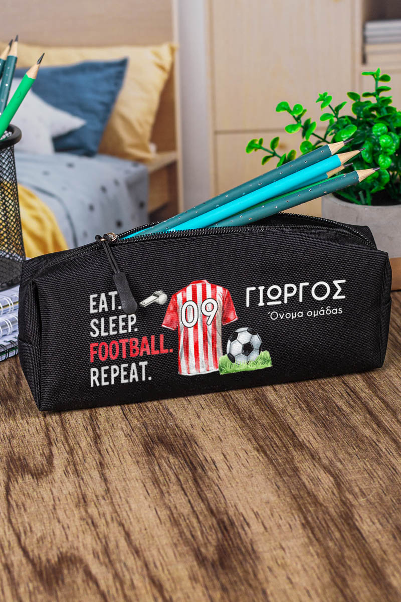 Σχολική Κασετίνα με Όνομα, σε Μαύρο Χρώμα & Σχέδιο Φανέλα 1