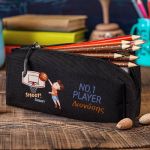 Σχολική Κασετίνα με Όνομα, σε Μαύρο Χρώμα & Σχέδιο Μπάσκετ