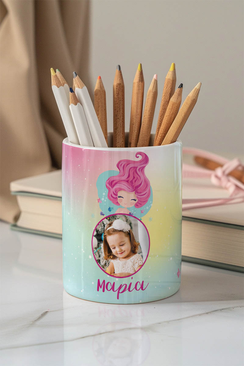 Μολυβοθήκη Προσωποποιημένη για Κορίτσι με Σχέδιο Γοργόνα