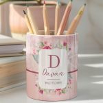 Μολυβοθήκη Προσωποποιημένη για Κορίτσι με Σχέδιο Άγριο ανθό