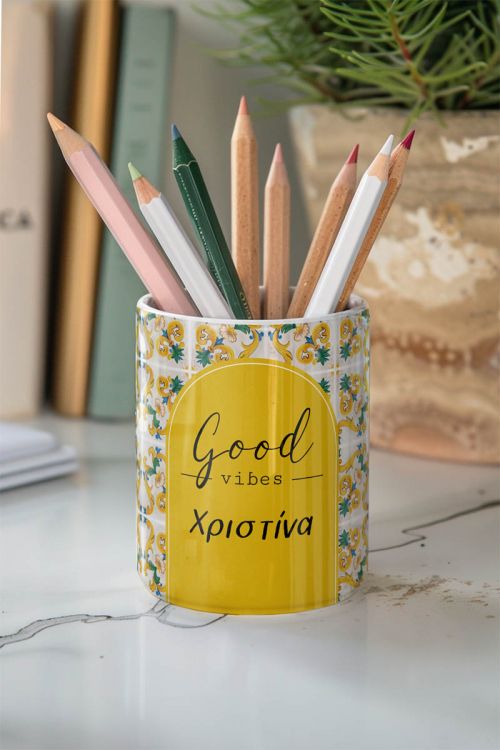 Μολυβοθήκη Προσωποποιημένη με Όνομα και Σχέδιο Good Vibes