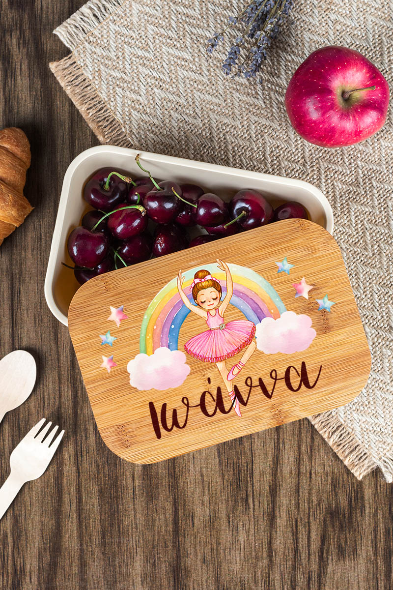 Παιδικό Δοχείο Φαγητού με το Όνομα του Παιδιού, Rainbow