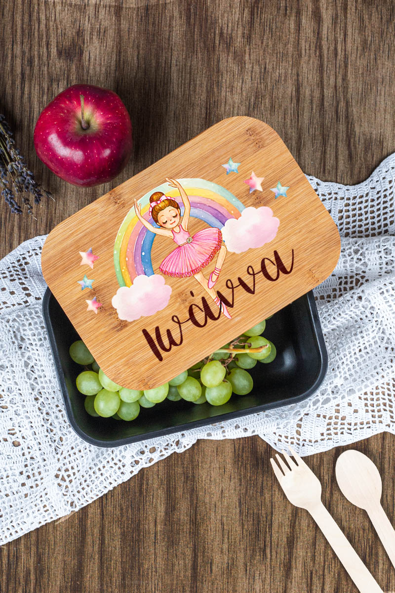 Παιδικό Δοχείο Φαγητού με το Όνομα του Παιδιού, Rainbow