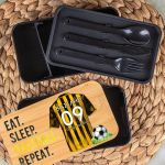 Δοχείου Φαγητού 2 Επιπέδων, με το Όνομα του Παιδιού, Yellow