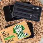 Δοχείου Φαγητού 2 Επιπέδων, με το Όνομα του Παιδιού, Green