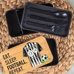 Δοχείου Φαγητού 2 Επιπέδων, με το Όνομα του Παιδιού, Black