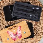 Δοχείου Φαγητού 2 Επιπέδων, με το Όνομα του Παιδιού, Butterfly