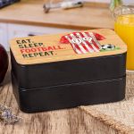 Δοχείου Φαγητού 2 Επιπέδων, με το Όνομα του Παιδιού, Red