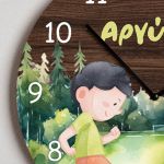 Παιδικό Ρολόι Τοίχου Ξύλινο για Αγόρι με Σχέδιο Ποδόσφαιρο