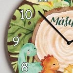 Παιδικό Ρολόι Τοίχου Ξύλινο για Αγόρι με Σχέδιο Δεινόσαυροι