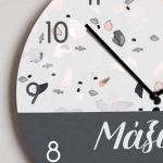 Ρολόι Τοίχου Ξύλινο με Όνομα και Σχέδιο Γκρι Μωσαϊκό