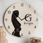 Ρολόι Τοίχου Ξύλινο με Όνομα και Σχέδιο Γυναικεία Φιγούρα