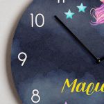 Παιδικό Ρολόι Τοίχου Ξύλινο για Κορίτσι με Σχέδιο Μονόκερο